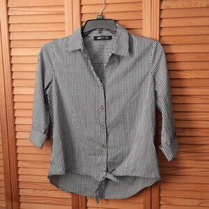 Anne Klein Plaid Hilo Button Up Blouse